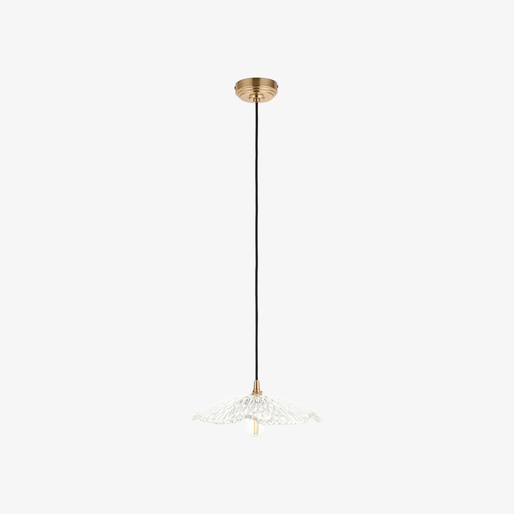 Floriaxis Floral Glass Pendant Light — Floral Glass Shade with Braided Cable for Kitchen or Dining