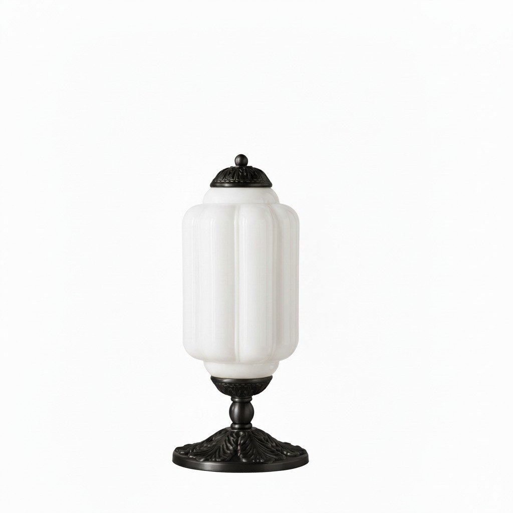 Retro Eloise Milk Glass Table Lamp for Bedroom Decor