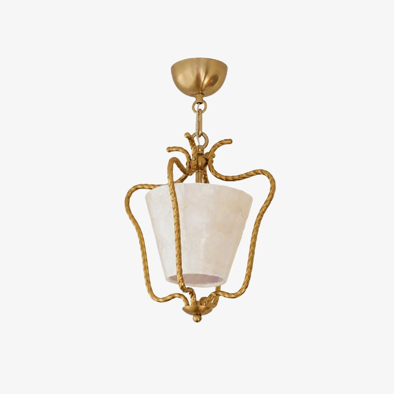 Lunavera Mid-Century Capiz Shell Drum Ceiling Light for Balcony and Hallway
