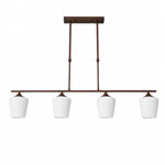 Bild in die Galerieansicht laden, Strellux Coffee Brown linear chandelier with four white opal glass shades