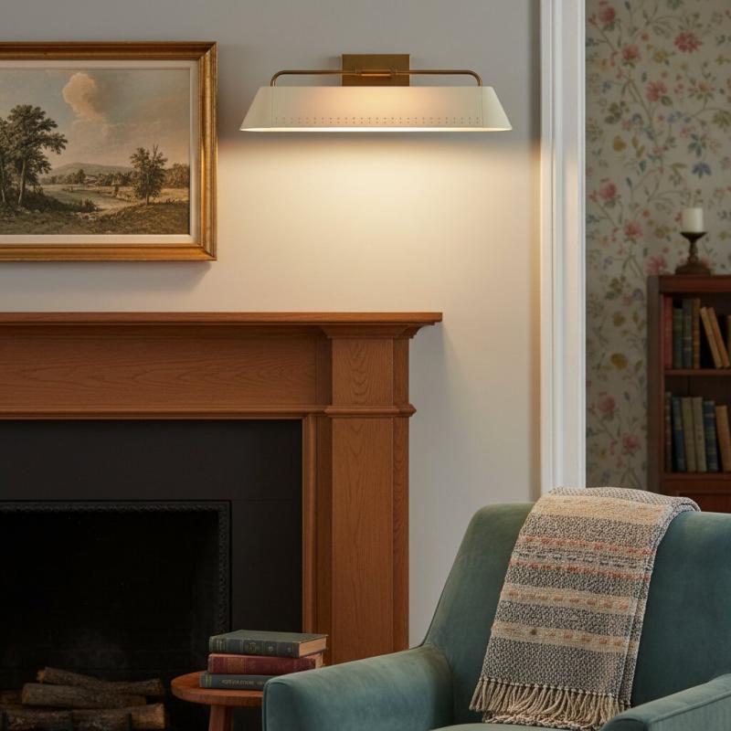 Libris Wandgemonteerde Schilderijlamp - Modern Stalen Frame met Zachte Zandkleurige Kap voor Entree & Eetkamer