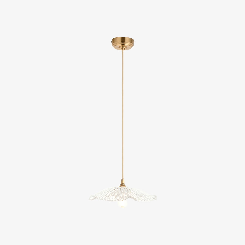 Floriaxis Floral Glass Pendant Light — Floral Glass Shade with Braided Cable for Kitchen or Dining