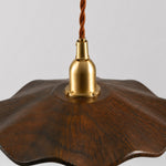 Carica l'immagine nella visualizzazione Galleria, dark wood lotus pendant light brass socket detail