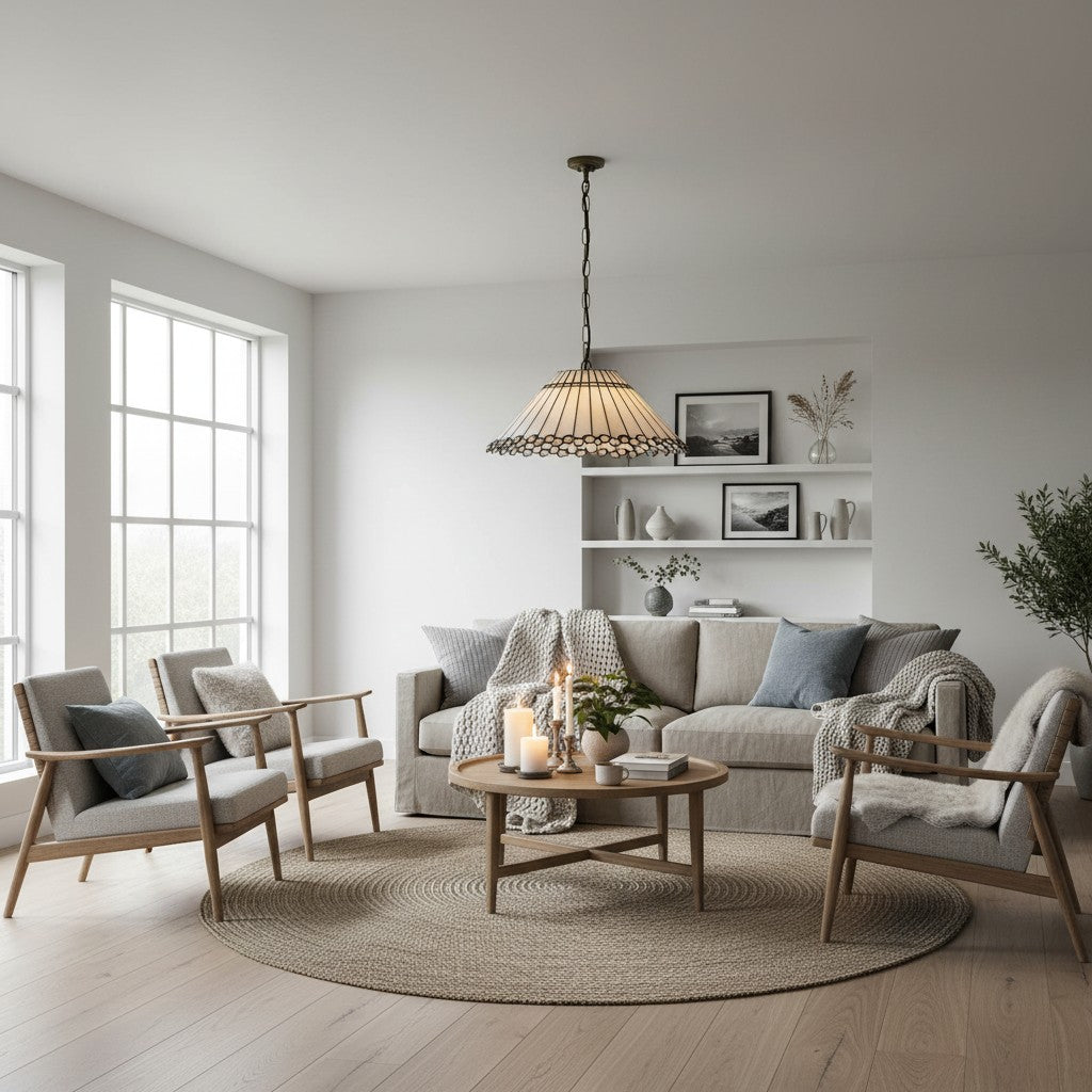 TF Allanton Art Deco Pendant Lamp - Elegant Glass Ceiling Light for Living Elegant Dining Room