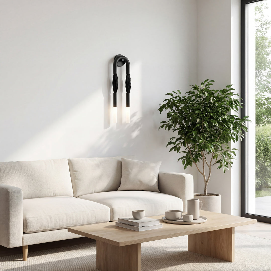 Strandia Minimalistische Wandleuchte mit Gebogenem Arm – Japandi-Stil Akzentlicht für Flur