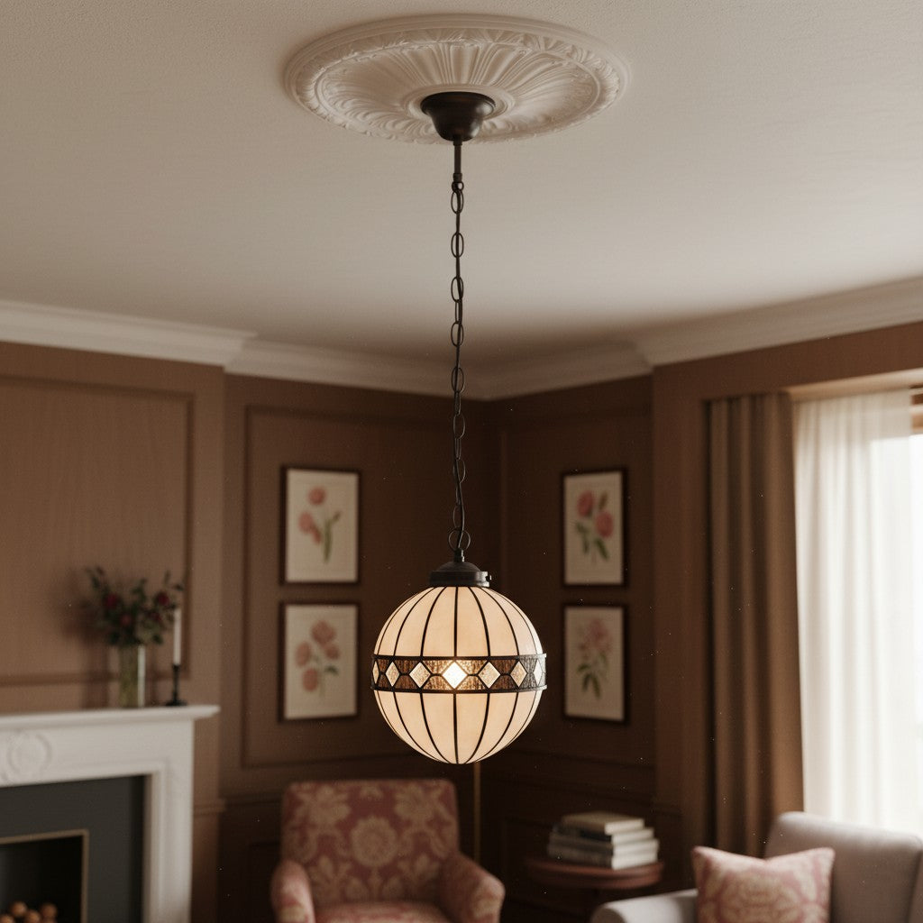 TF Fargo Tiffany-stijl Globe-hanglamp – met de hand vervaardigde kunstglazen bolverlichting voor keukeneiland