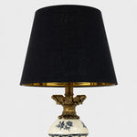 Afbeelding laden in galerijweergave, Black fabric shade and brass tone inner rim detail