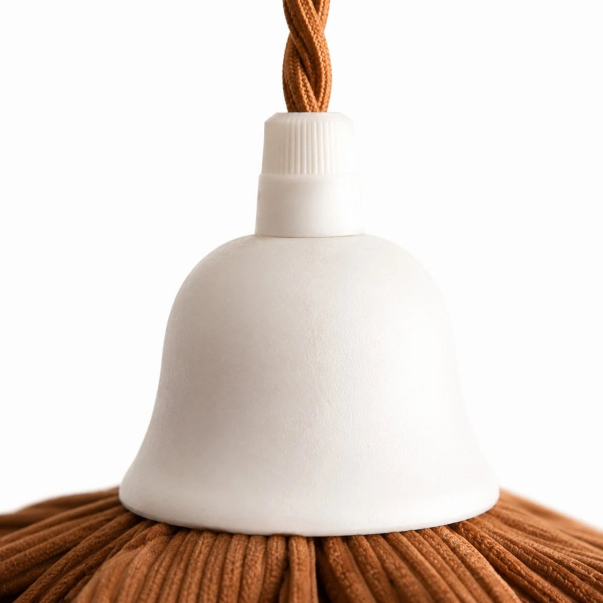 Close-up of a white ceiling cap finish option
