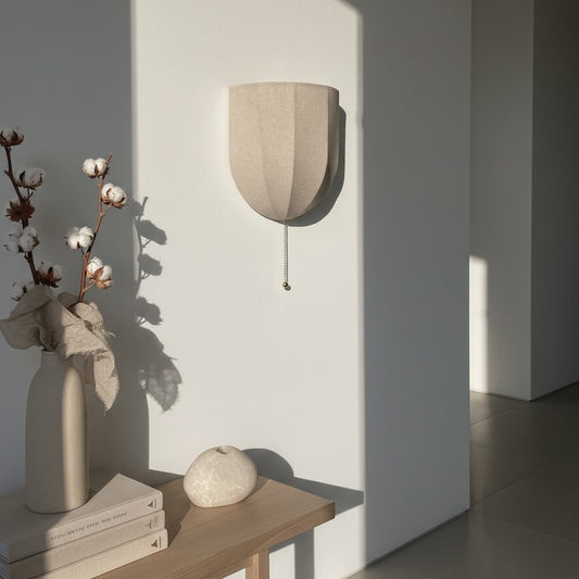 Lámpara de Pared de Lino Fablune - Aplique de Pared con Pantalla Texturizada de Tela Moderna para Sala