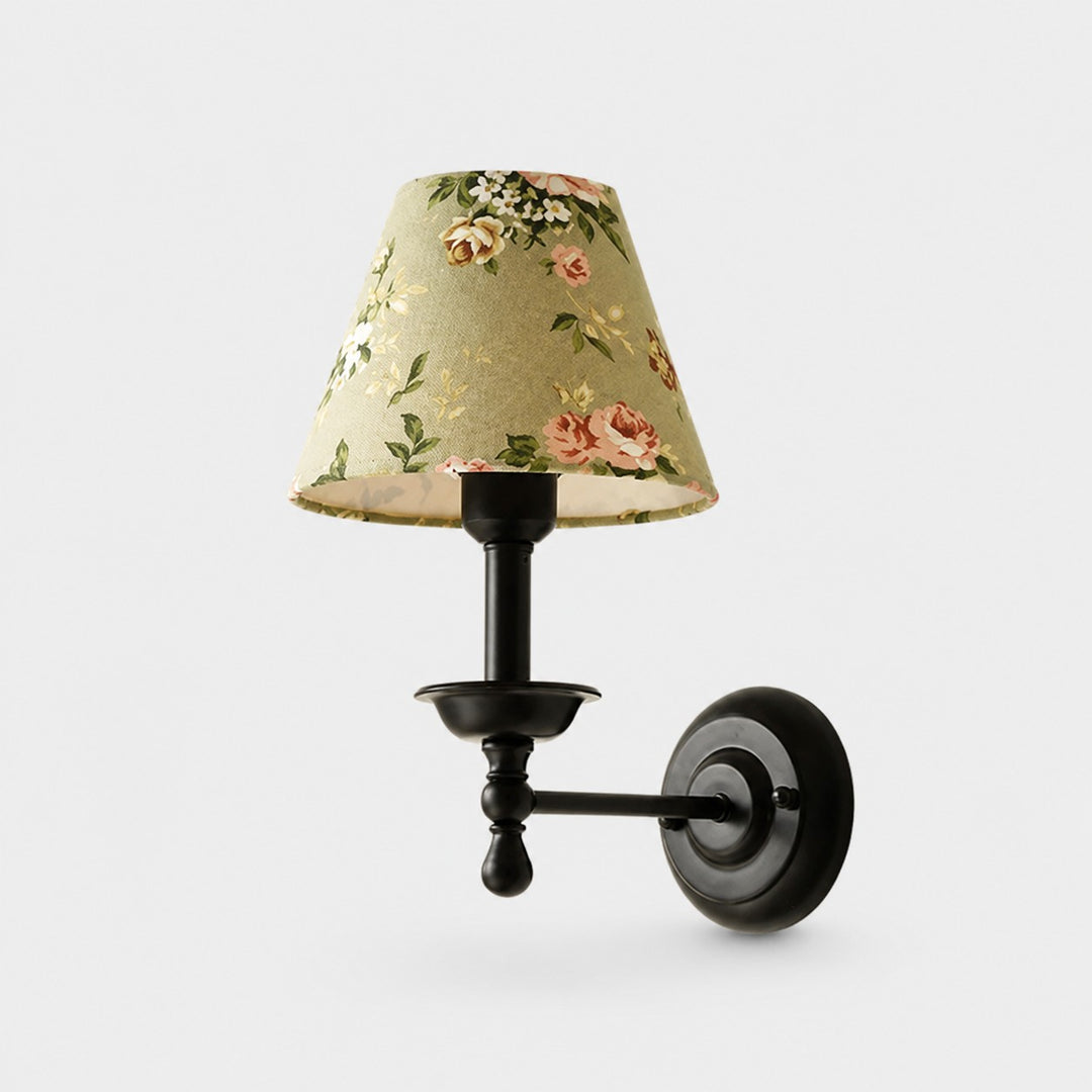 Vintage wandlamp met stoffen kap