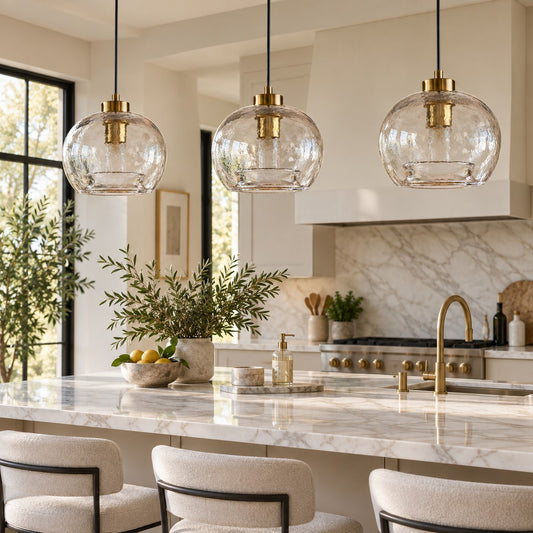 Modern Rustic Glass Pendant Light for Dining Room