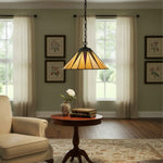 Afbeelding laden in galerijweergave, TF Dark Star Tiffany-hanger – glas-in-lood geometrisch ontwerp plafondlamp voor woonkamers