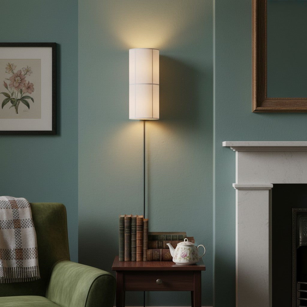 Cylume Cilinder Stoffen Stekker Wandlamp - Minimalistische Wandkandelaar voor Slaapkamer Woonkamer