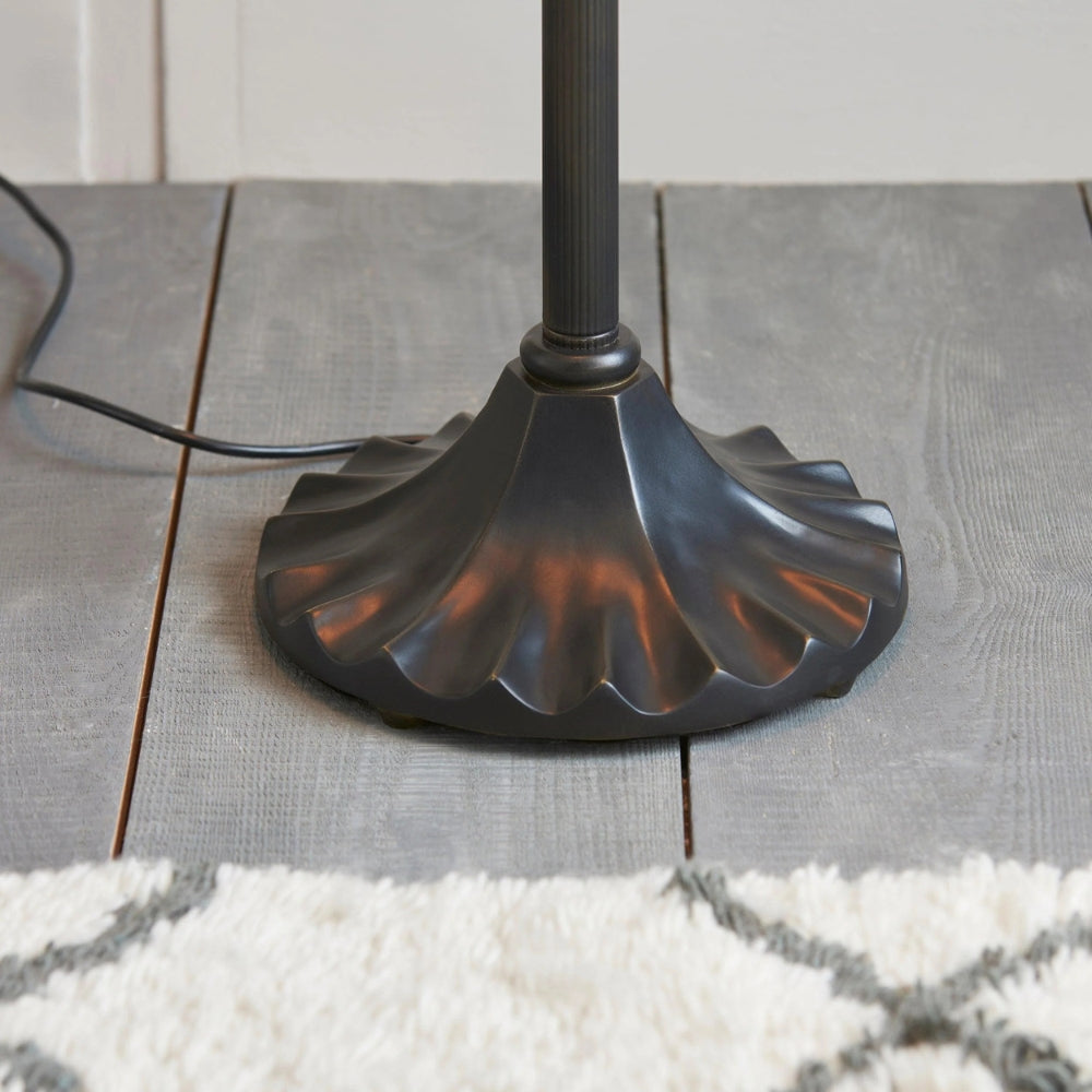 TF Jamelia Vloerlamp met Glas-in-Lood - Mozaïeklampenkap in Edelsteenkleuren Decoratieve Vloerlamp Metalen Kolomafwerking Ideaal voor Leeshoek