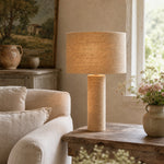 Load image into Gallery viewer, Woven jute table lamp styled on a side table