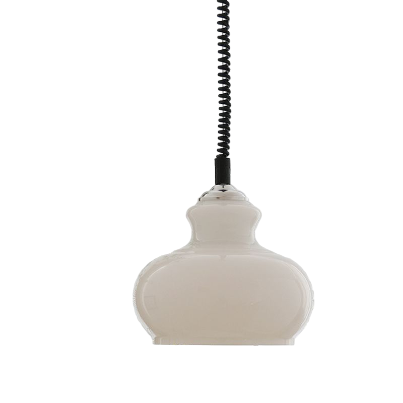 Lampada a sospensione in vetro crema retrò Lunea – Lampada vintage nordica per camera da letto e sala da pranzo