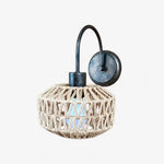 Cargar imagen en el visor de la Galería, Shade B woven rattan wall sconce in antique brass