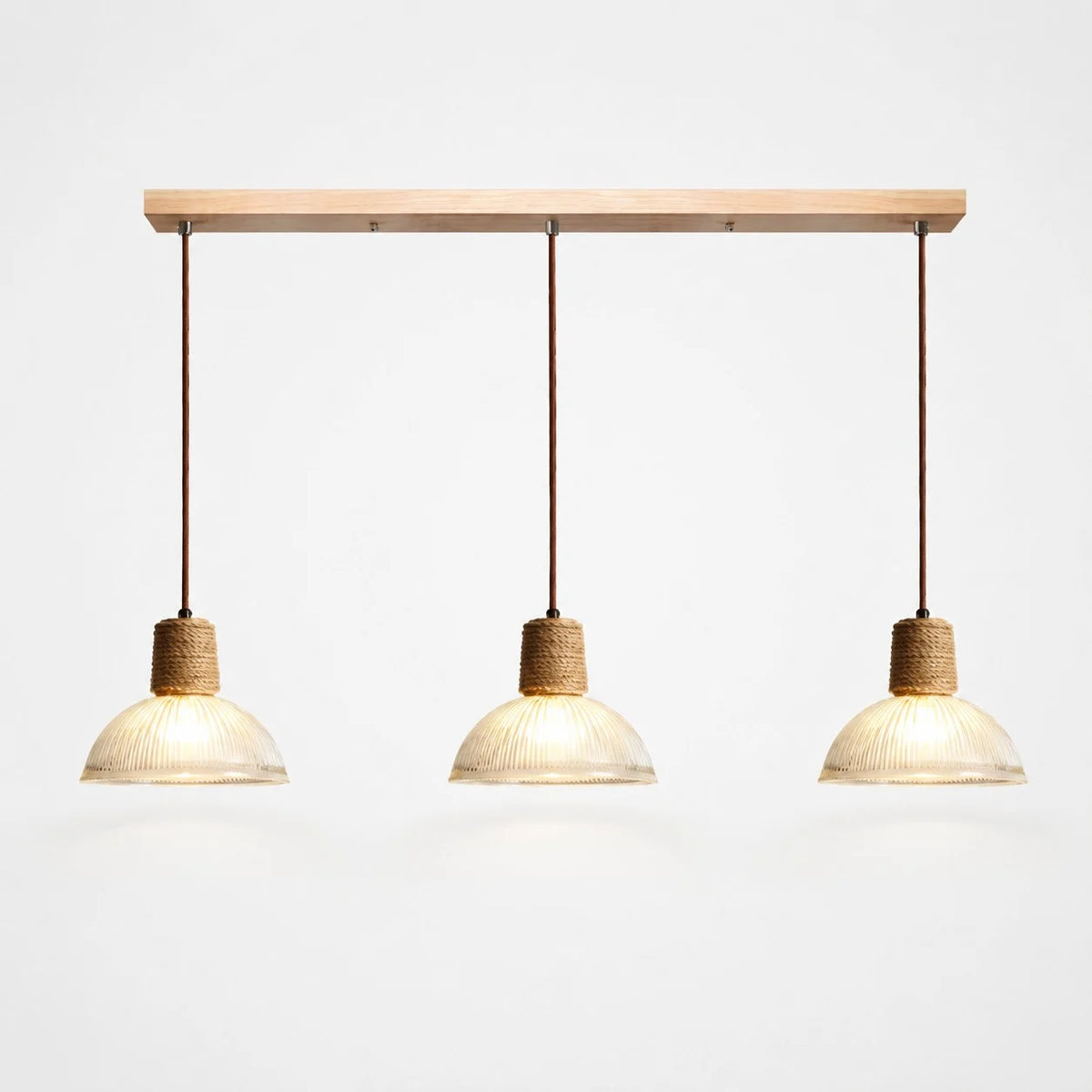 Rustic Woven Rope Glass Pendant Light Collection