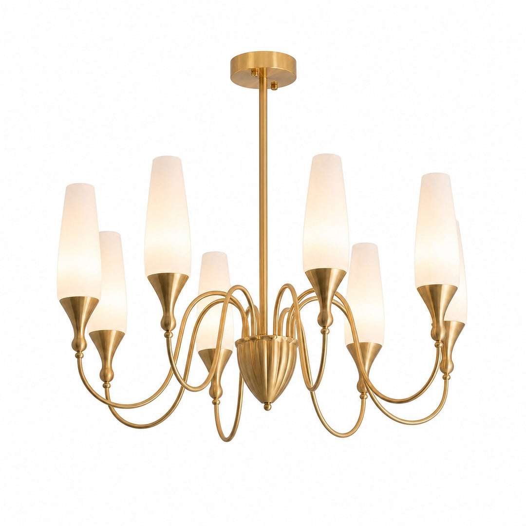Lustre français en cuivre et verre pour salle à manger