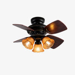 Charger l'image dans la visionneuse de la galerie, Front profile of black amber glass ceiling fan light