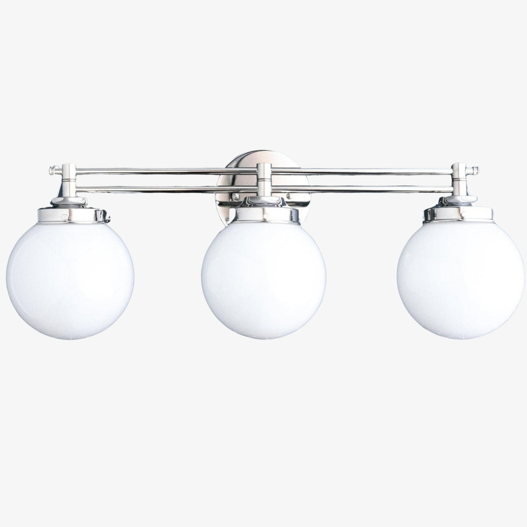 Glorica Glass Contemporary Vanity Light - 3 Light Globe Bathroom Fixture Opal Glass
