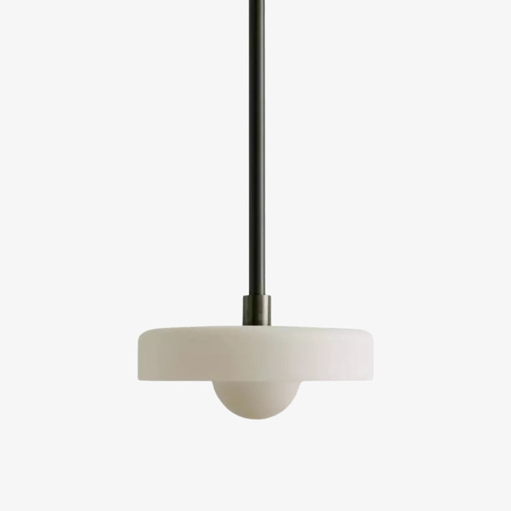 Kalo Moderne Hanglamp - Strak Metalen Stang en Schijf Bolglas Ontwerp