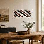 Cargar imagen en el visor de la Galería, Striped fabric pendant light room detail