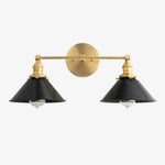 Load image into Gallery viewer, Conique Metal Dual Black Sconce with Cone Shades - Industrial Vanity Wall Light for Mirror
