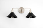Load image into Gallery viewer, Conique Metal Dual Black Sconce with Cone Shades - Industrial Vanity Wall Light for Mirror
