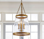 Load image into Gallery viewer, Driscoll Glass Drum Pendant Light - Contemporary Brass Hanging Lamp
