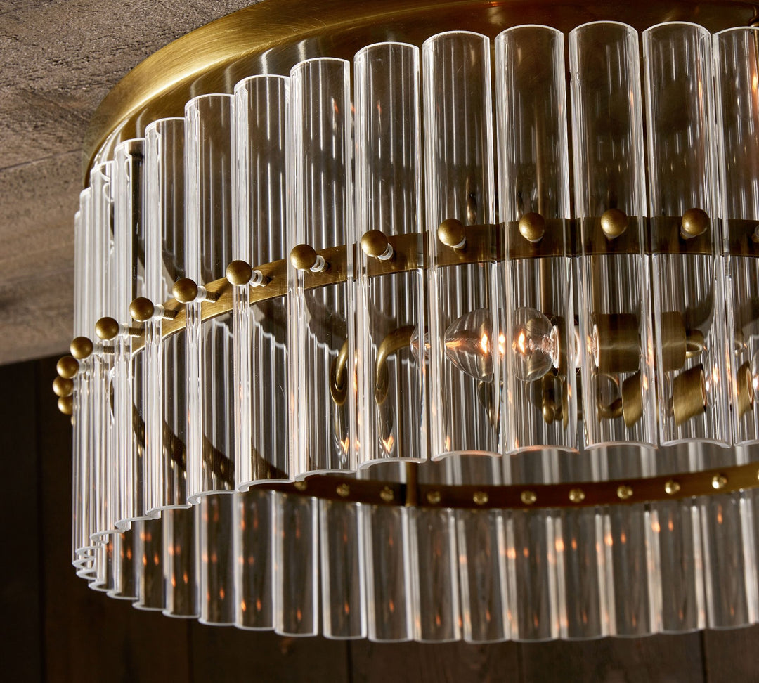 Lumora Crystal Flush Mount – Elegant Brass Ceiling Light