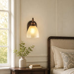 Cargar imagen en el visor de la Galería, Antique bronze amber glass wall sconce