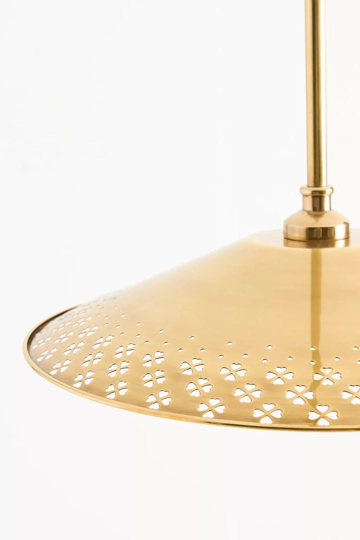 Auriglow geëmailleerde koperen hanglamp met klaver uitsnijding kap