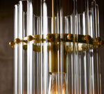 Load image into Gallery viewer, Lumora Crystal Pendant Light – Elegant Tumbled Brass &amp; Cut Glass
