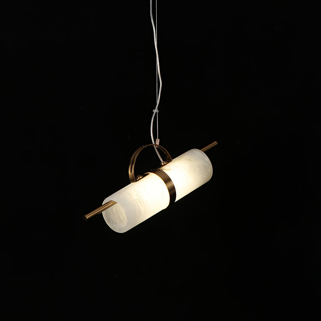 Mini zylindrische Alabaster-Pendelleuchte