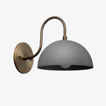 Load image into Gallery viewer, Curva Metal  Industrial Wall Sconce - Curved Brass Arm - Hammered Dome Light Fixture
