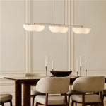Load image into Gallery viewer, Ferosa Boat-Shaped Lampshade Linear Chandelier - Antique Brass with Milk Glass
