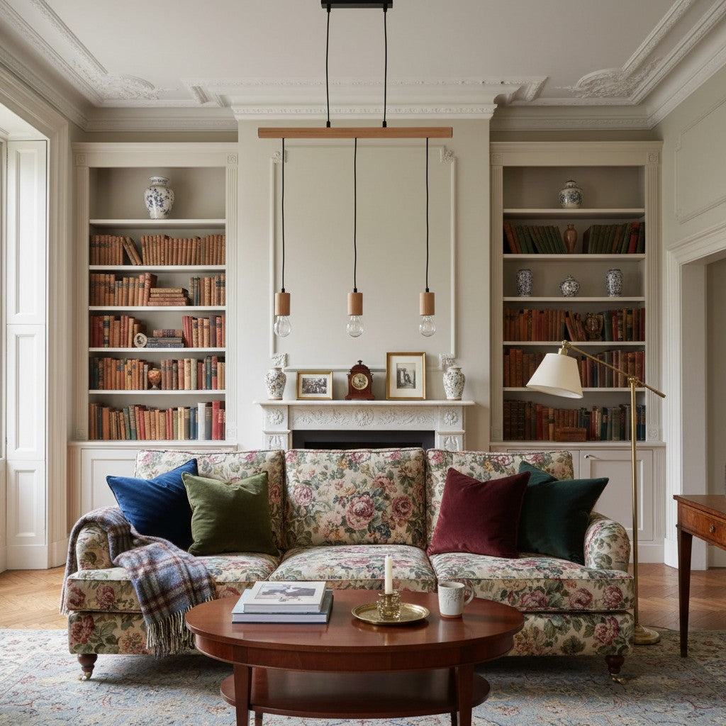 Virell Verstelbare Lineaire Plafondlamp – 3-Lamps Houten en Metalen Ontwerp voor Keukeneiland of Kantoor