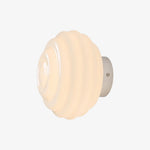 Cargar imagen en el visor de la Galería, White ribbed glass wall sconce with chrome finish