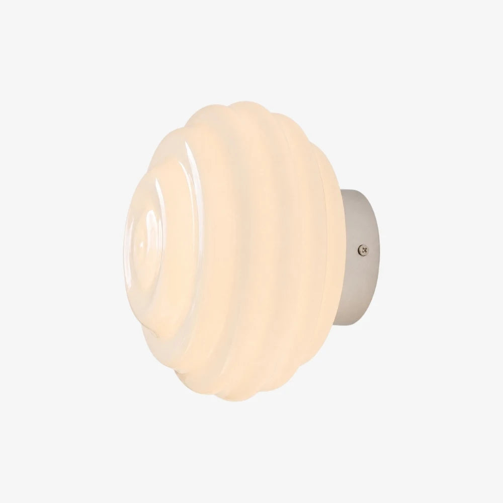 White ribbed glass wall sconce with chrome finish