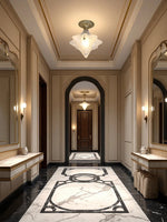 Load image into Gallery viewer, Art Deco Star Ceiling Lamp – Frosted Glass Fixture for Hallway &amp; Entryway – Astris Ceres
