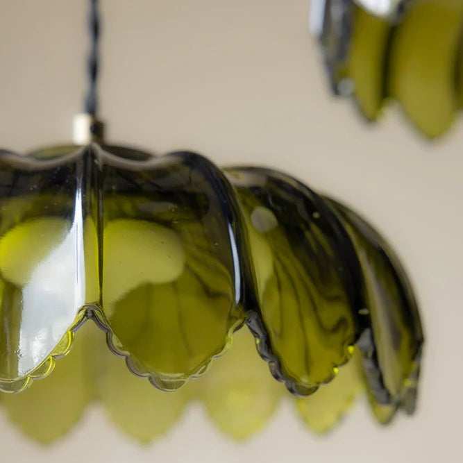 Aridia Klastra Lampa Wisząca z Liści Palmowych Artystyczna Szklana Lampa Wisząca do Korytarza, Kuchni i Salonu