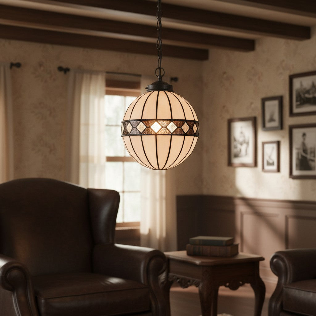 TF Fargo Tiffany-stijl Globe-hanglamp – met de hand vervaardigde kunstglazen bolverlichting voor keukeneiland