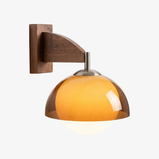 Afterglow Moderne Zonsondergang Wandlamp – Dubbele Glazen Kap Ontwerp met Houtstructuur Voet