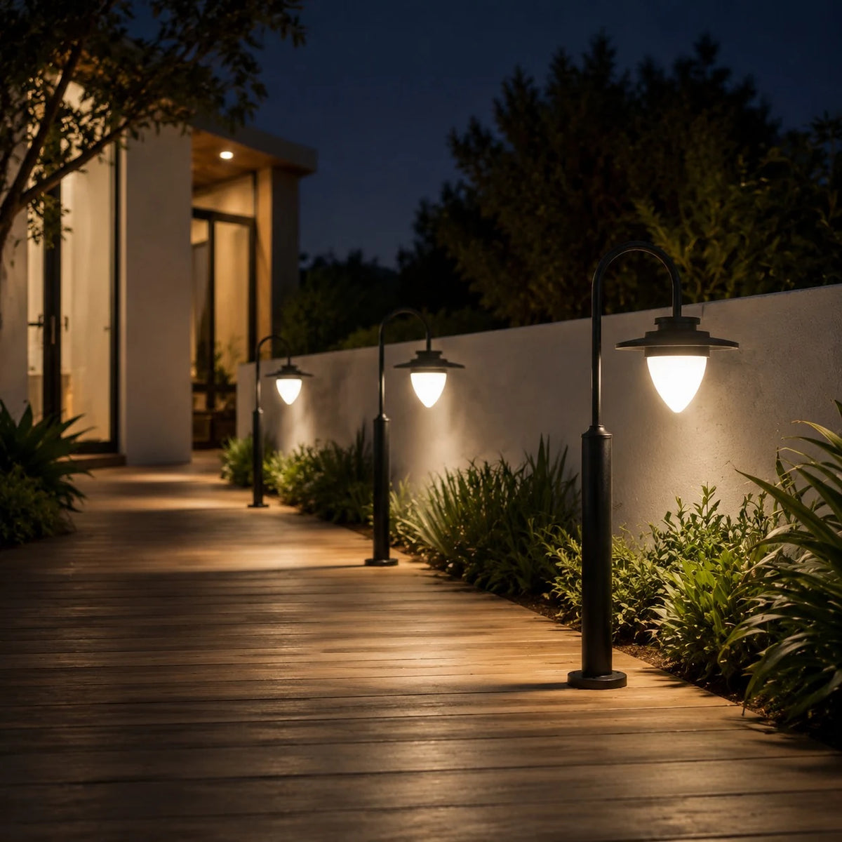 outdoor path light installation scene