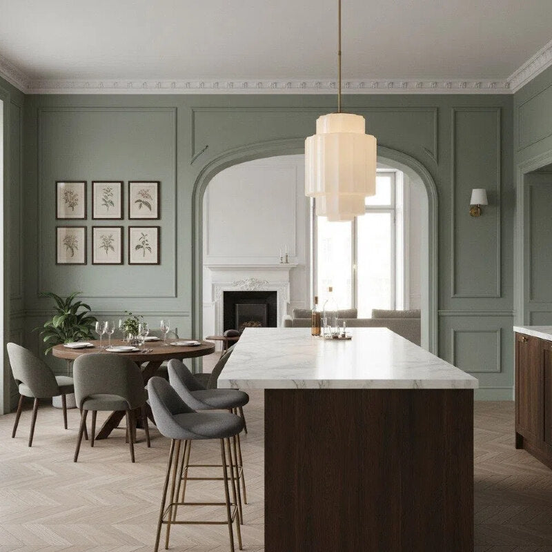 Vexrona Glas-Hängeleuchte - Eleganter verstellbarer Metall-Hängestab für Wohnzimmer und Bar