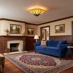 Załaduj obraz do przeglądarki galerii, TF Dark Star Tiffany Lampa Sufitowa – Witrażowy Wzór Gwiazdy do Jadalni lub Holu