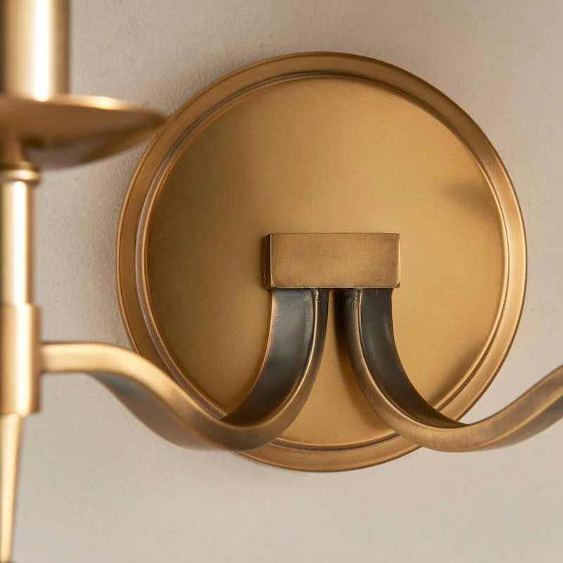 Tela traditionele messing wandlamp - klassieke wandkandelaar met gebogen arm voor woonkamer en hal