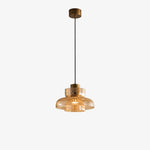 Cargar imagen en el visor de la Galería, Style C pendant with amber crackle glass shade
