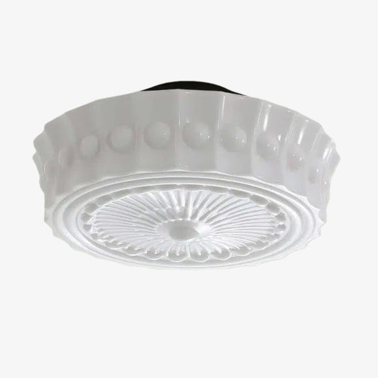 Plafonnier rond classique vintage Dretta - Luminaire en verre d'art sculpté pour salon U02